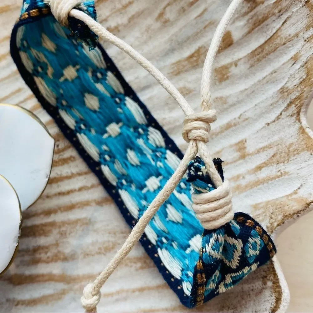 Boho Embroidered Mayan Style Adjustable Friendship Bracelet NWT